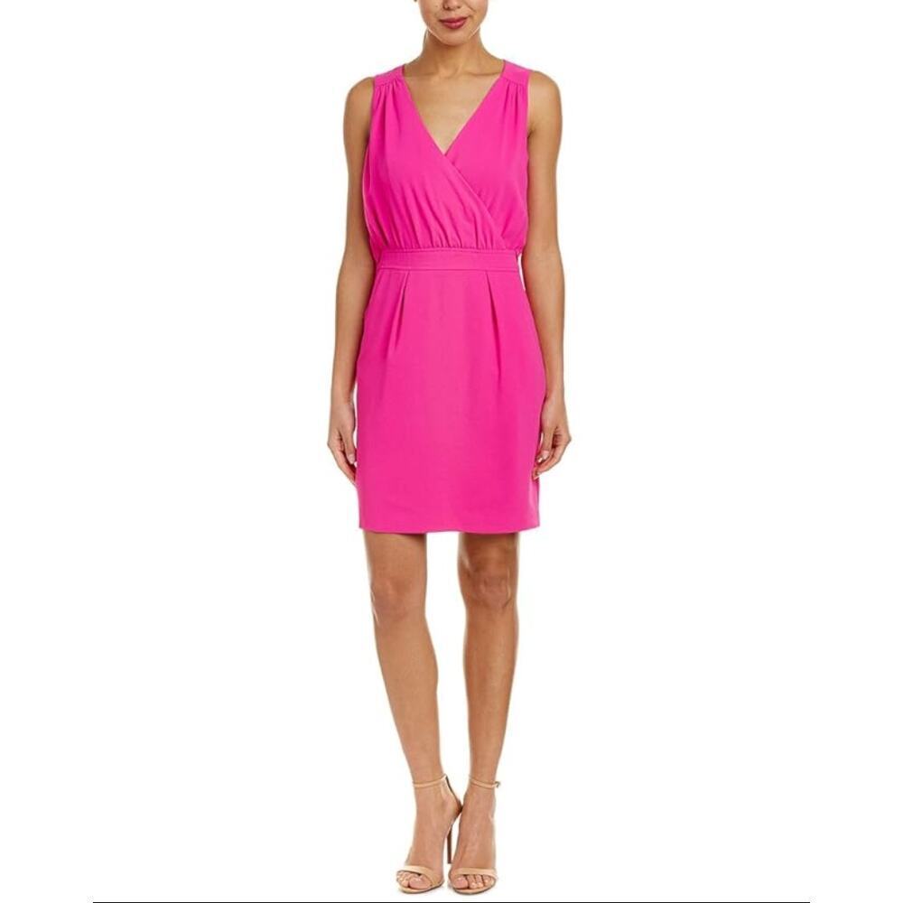 NWT Trina Turk Abrigo V-Neck Sleeveless Fuchsia Crepe Casual Dress • Size 6